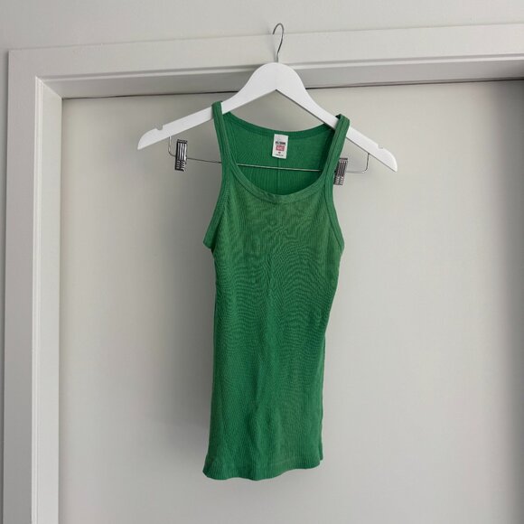 Re/Done Green Hanes Tank - Picture 1 of 3